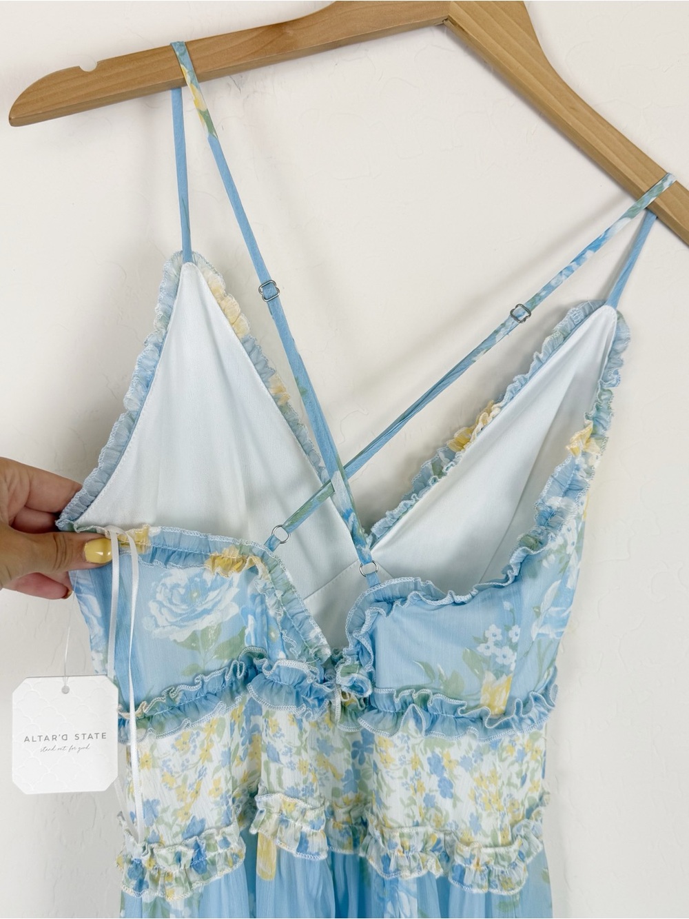 Altar'd State Raine Maxi Dress Blue Yellow Floral - Picture 8 of 15